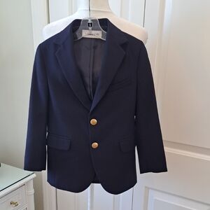 NWOT Lands' End Boys Preppy/Uniform/Formal Navy Wool Hopsack Blazer S-5
